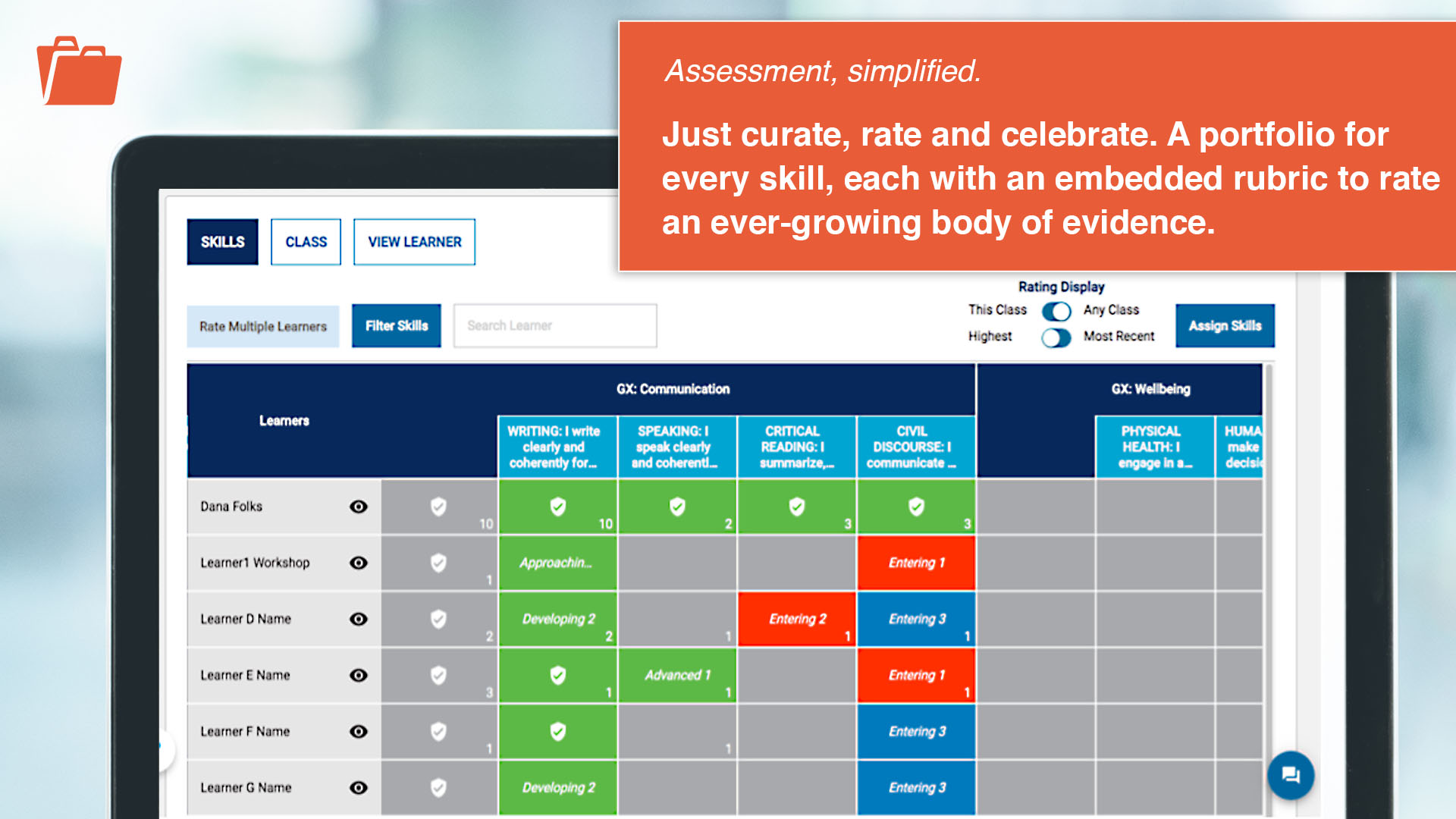Carousel slides 07 Assessment, simplified. Curate, rate and celebrate.