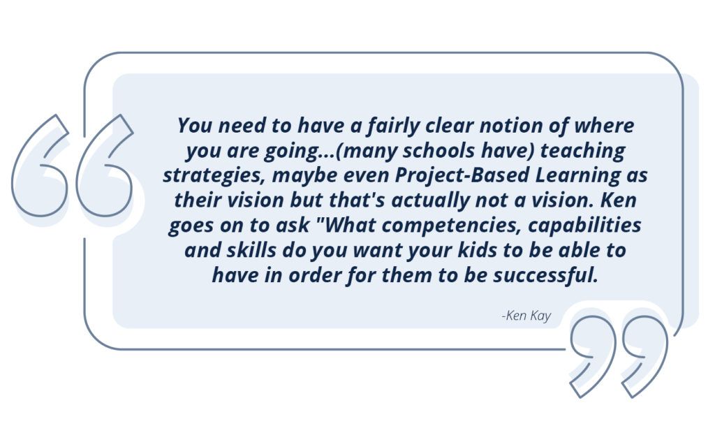 Author Ken Kay Quote: "What competencies, capabilities and skills do you want your kids to be able to have in order for them to be successful?"